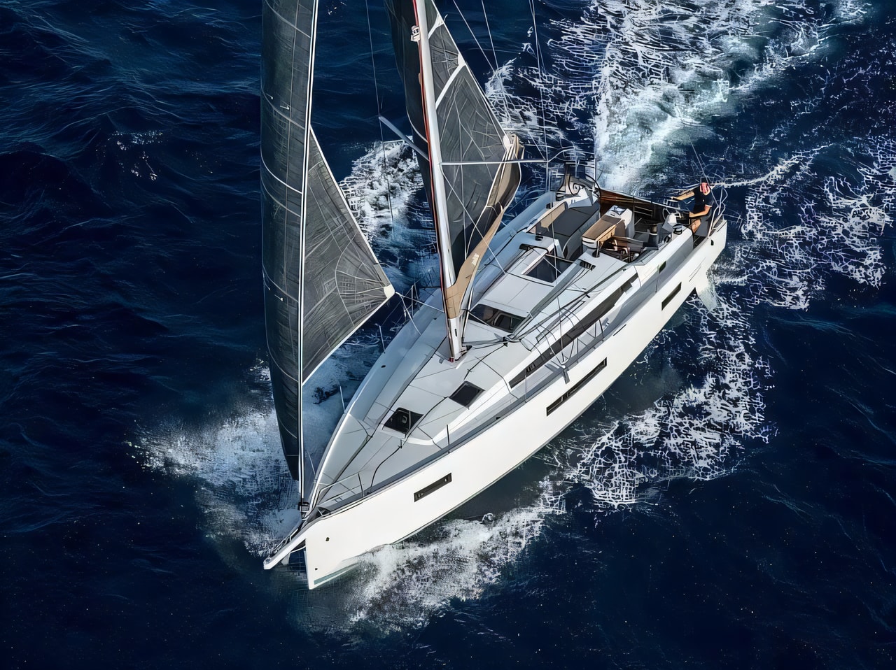 Exterior overview of Sun Odyssey 410 sail boat for charter from Pirovac in the Sibenik sailing area Croatia