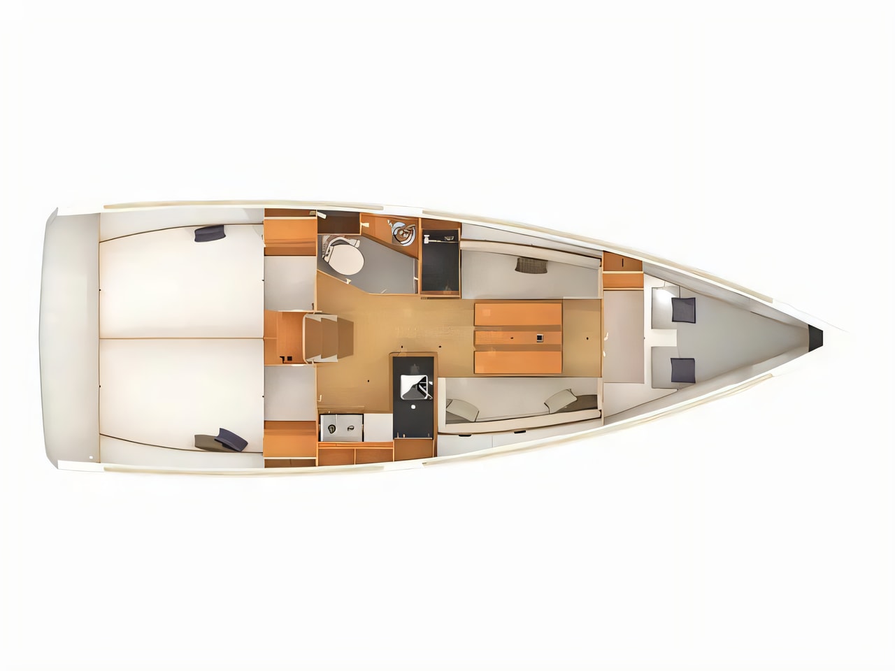 Interior of Sun Odyssey 349 sail boat with 3 cabins Croatia yacht charter