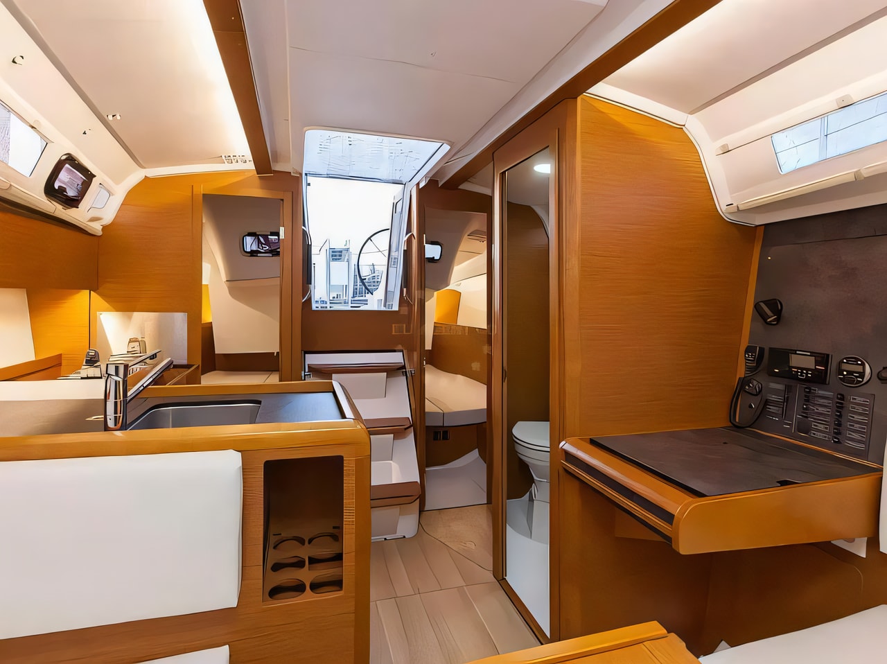 Layout of Sun Odyssey 349 sail boat with 3 cabins Croatia yacht charter