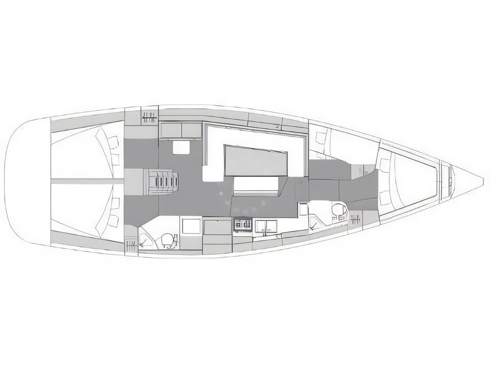 Layout of Elan Impression 45.1 sail boat with 4 cabins Croatia yacht charter