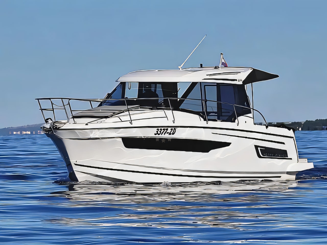 Exterior overview of Merry Fisher 895 motor boat for charter from Zadar Marina Borik in the Zadar sailing area Croatia