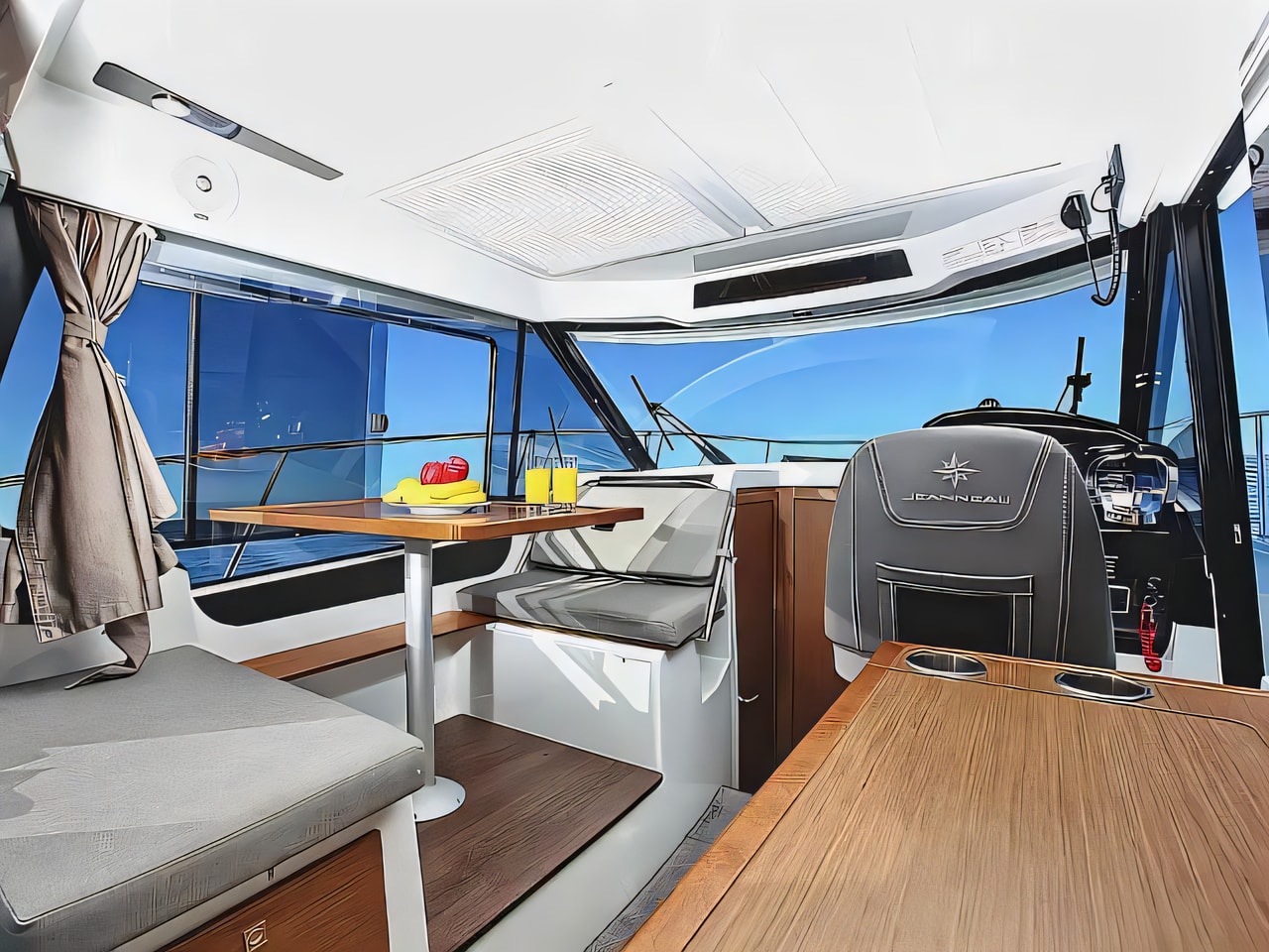 Layout of Merry Fisher 895 motor boat with 2 cabins Croatia yacht charter