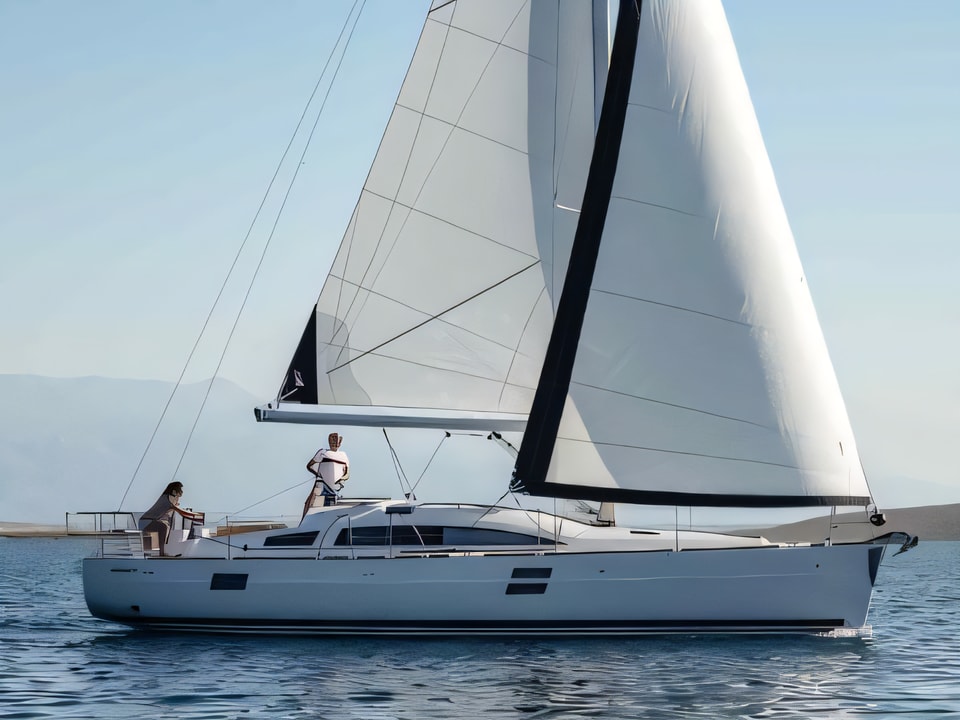 Exterior overview of Elan 40.1 sail boat for charter from Primosten Marina Kremik in the Sibenik sailing area Croatia