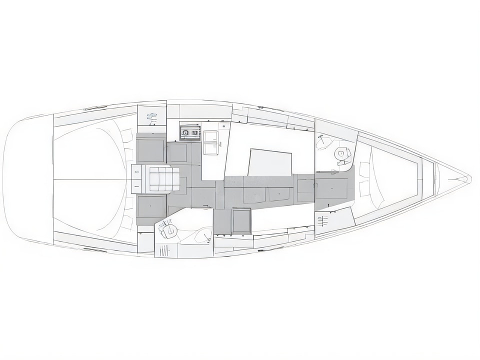 Layout of Elan 40.1 sail boat with 3 cabins Croatia yacht charter