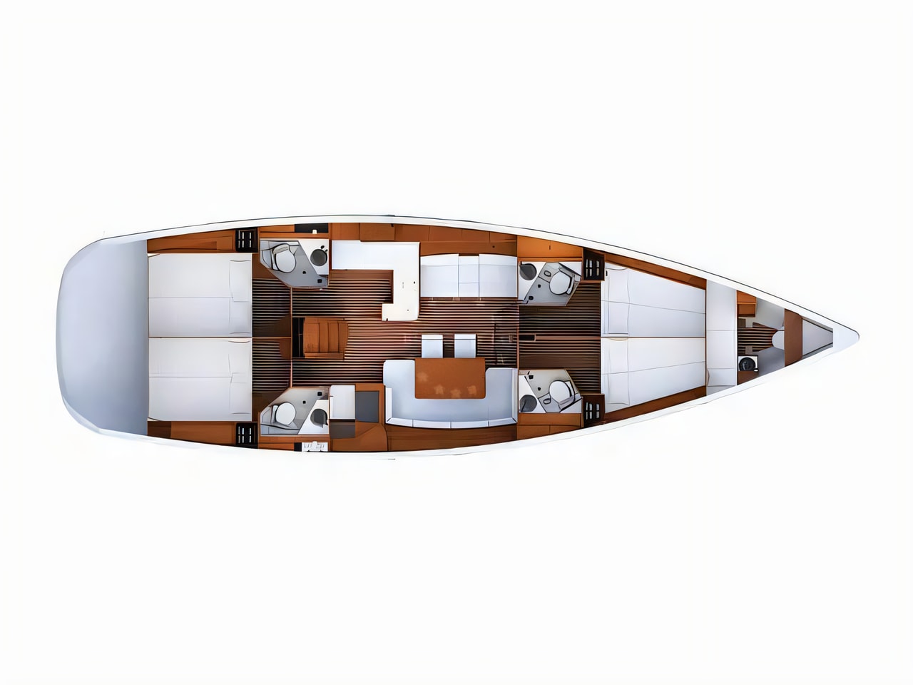 Interior of Jeanneau 53 sail boat with 5 cabins Croatia yacht charter
