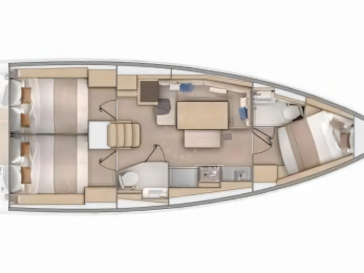 Interior of Oceanis 37.1 sail boat with 3 cabins Croatia yacht charter