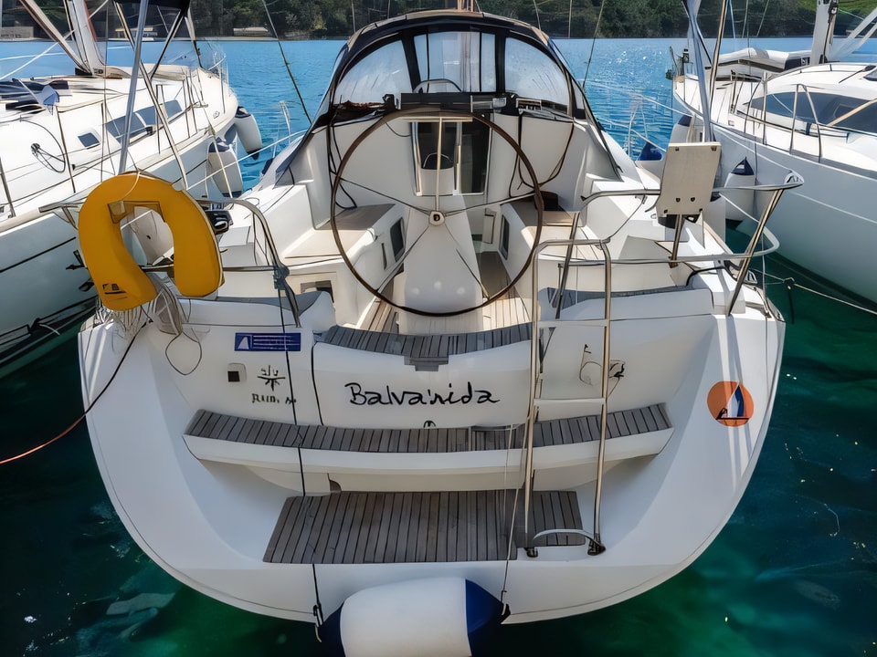 Exterior overview of Sun Odyssey 36 i sail boat for charter from Primosten Marina Kremik in the Sibenik sailing area Croatia