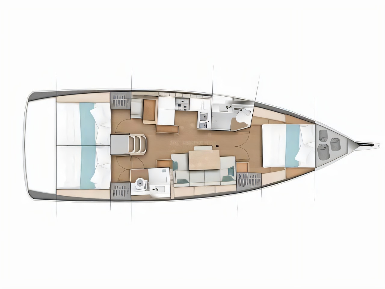 Interior of Sun Odyssey 440 - 3 cabins sail boat with 3 cabins Croatia yacht charter