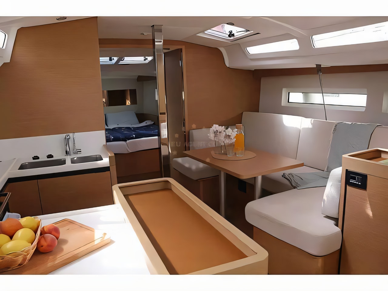Layout of Sun Odyssey 440 - 3 cabins sail boat with 3 cabins Croatia yacht charter