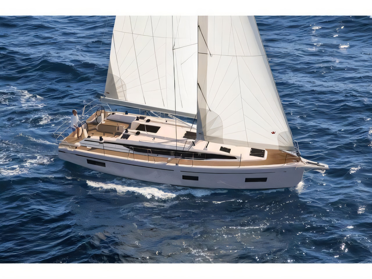 Exterior overview of Bavaria C38 sail boat for charter from Pirovac Marina in the Kornati sailing area Croatia