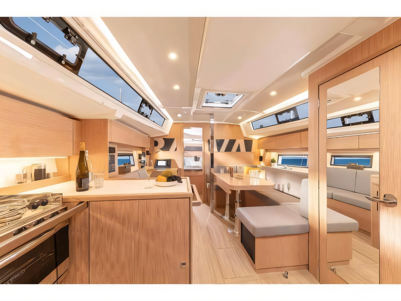 Layout of Bavaria C38 sail boat with 3 cabins Croatia yacht charter