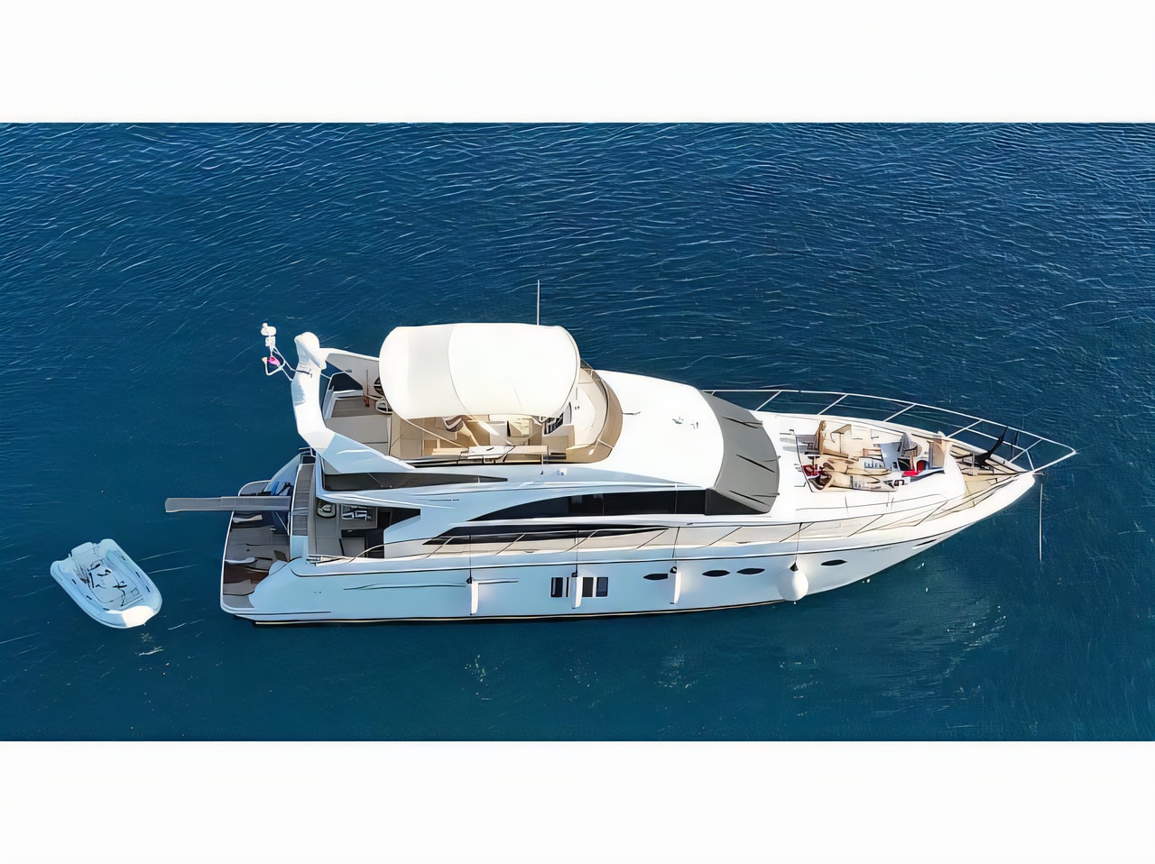 Exterior overview of Princess 62 motoryacht for charter from Podstrana Marina Lav in the Split sailing area Croatia