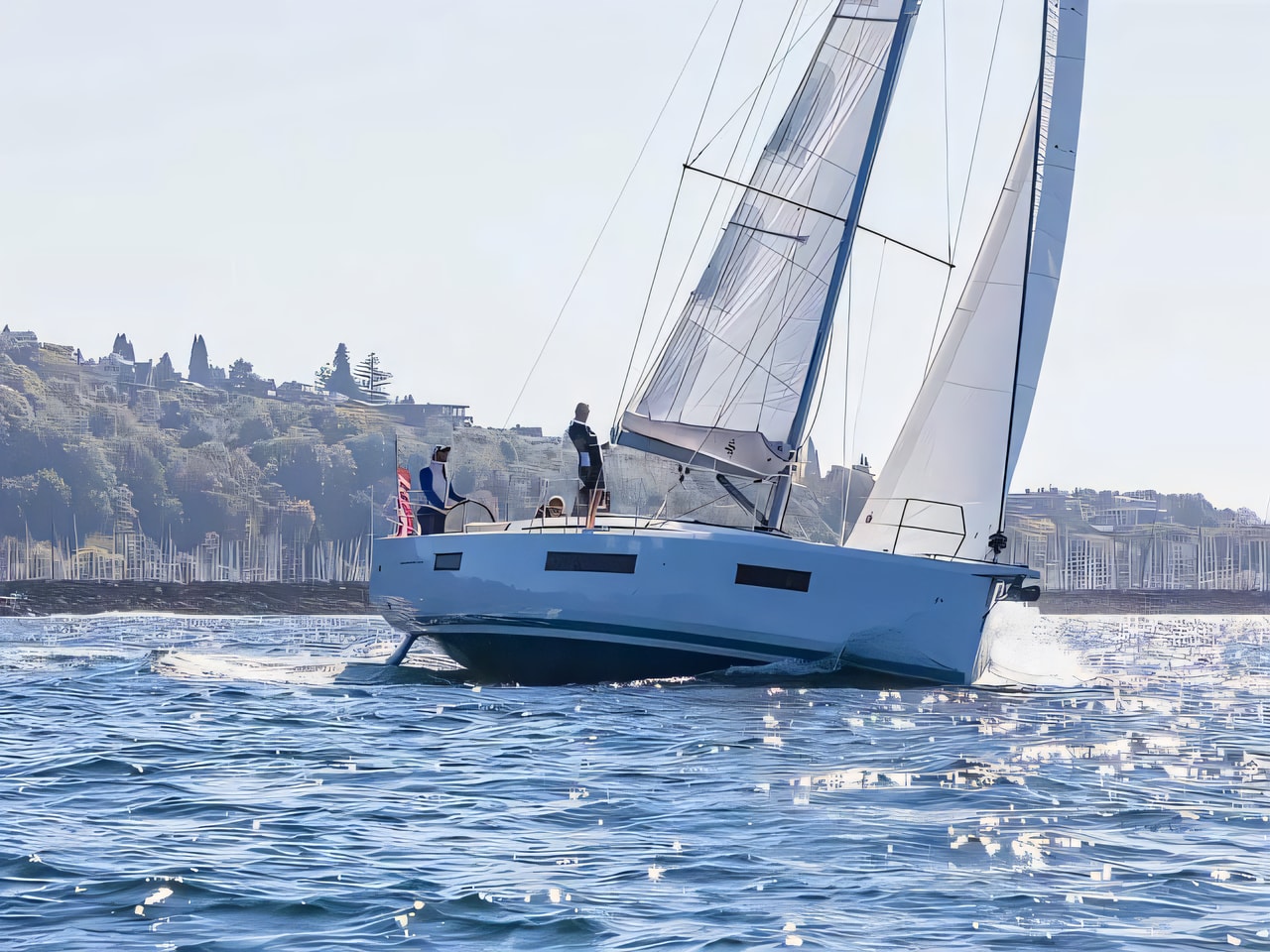 Exterior overview of Sun Odyssey 440 - 3 cabins sail boat for charter from Sukosan Marina Dalmacija in the Kornati sailing area Croatia