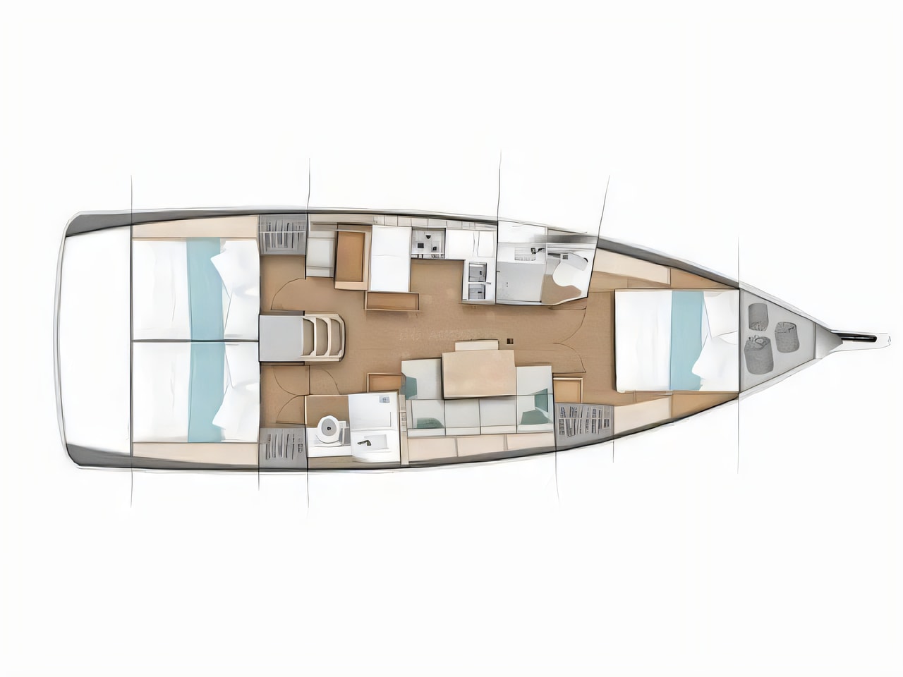 Interior of Sun Odyssey 440 - 3 cabins sail boat with 3 cabins Croatia yacht charter