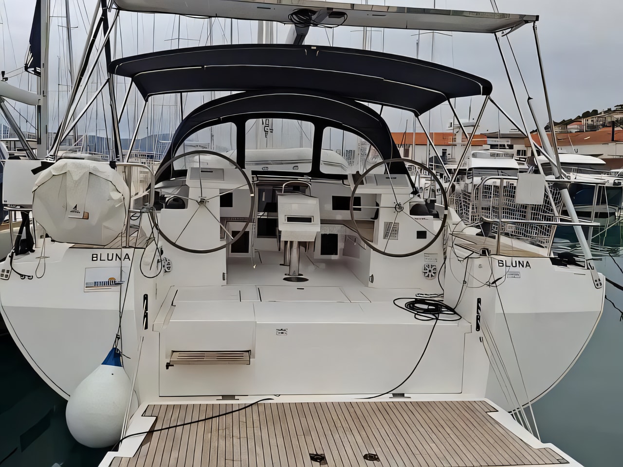 Exterior overview of Bavaria C45 sail boat for charter from Trogir ACI Marina in the Split sailing area Croatia