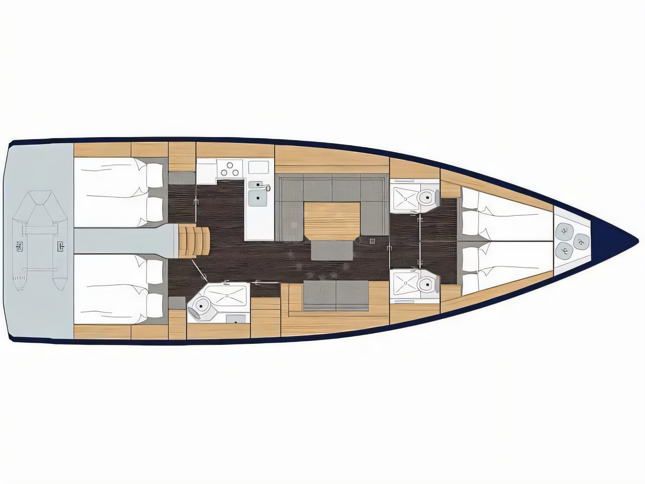 Interior of Bavaria C45 sail boat with 4 cabins Croatia yacht charter