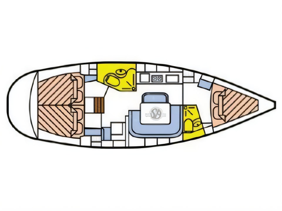 Layout of Bavaria 39 Cruiser sail boat with 3 cabins Croatia yacht charter