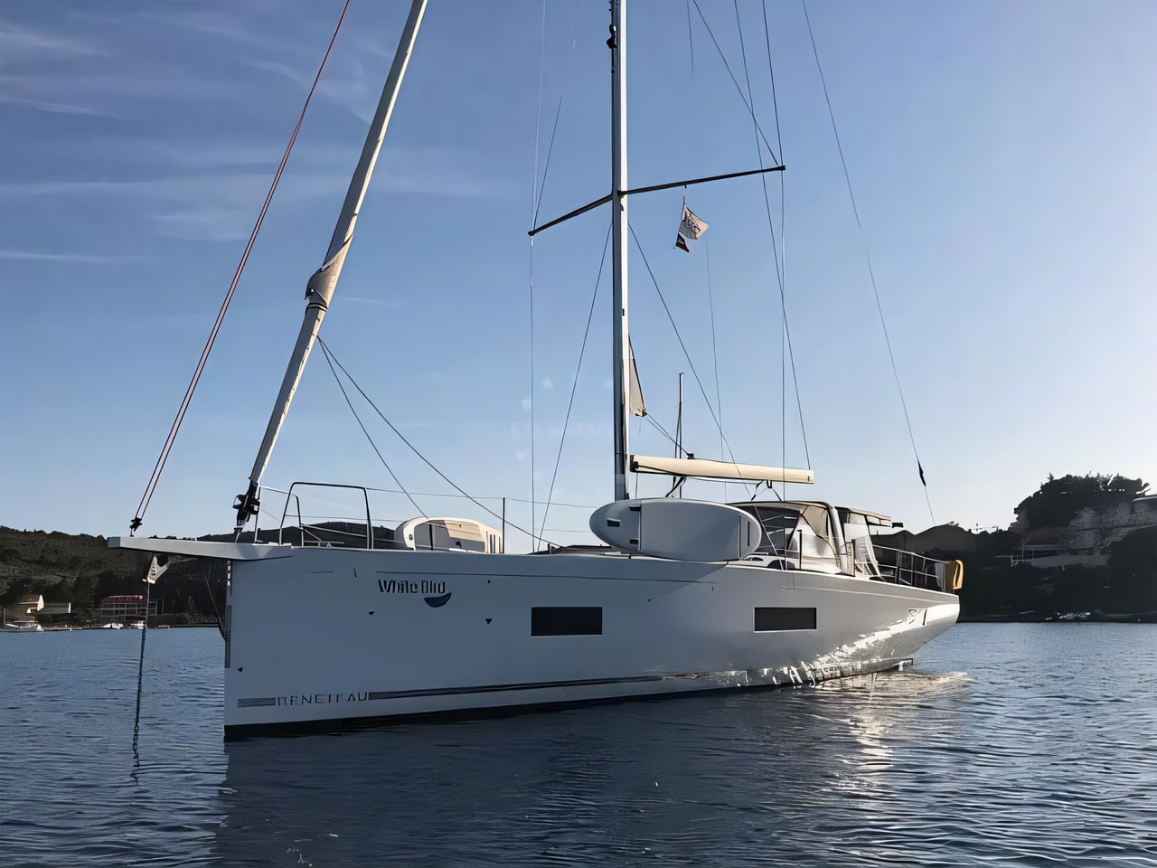 Exterior overview of Oceanis Yacht 54 sail boat for charter from Rogoznica Marina Frapa in the Sibenik sailing area Croatia