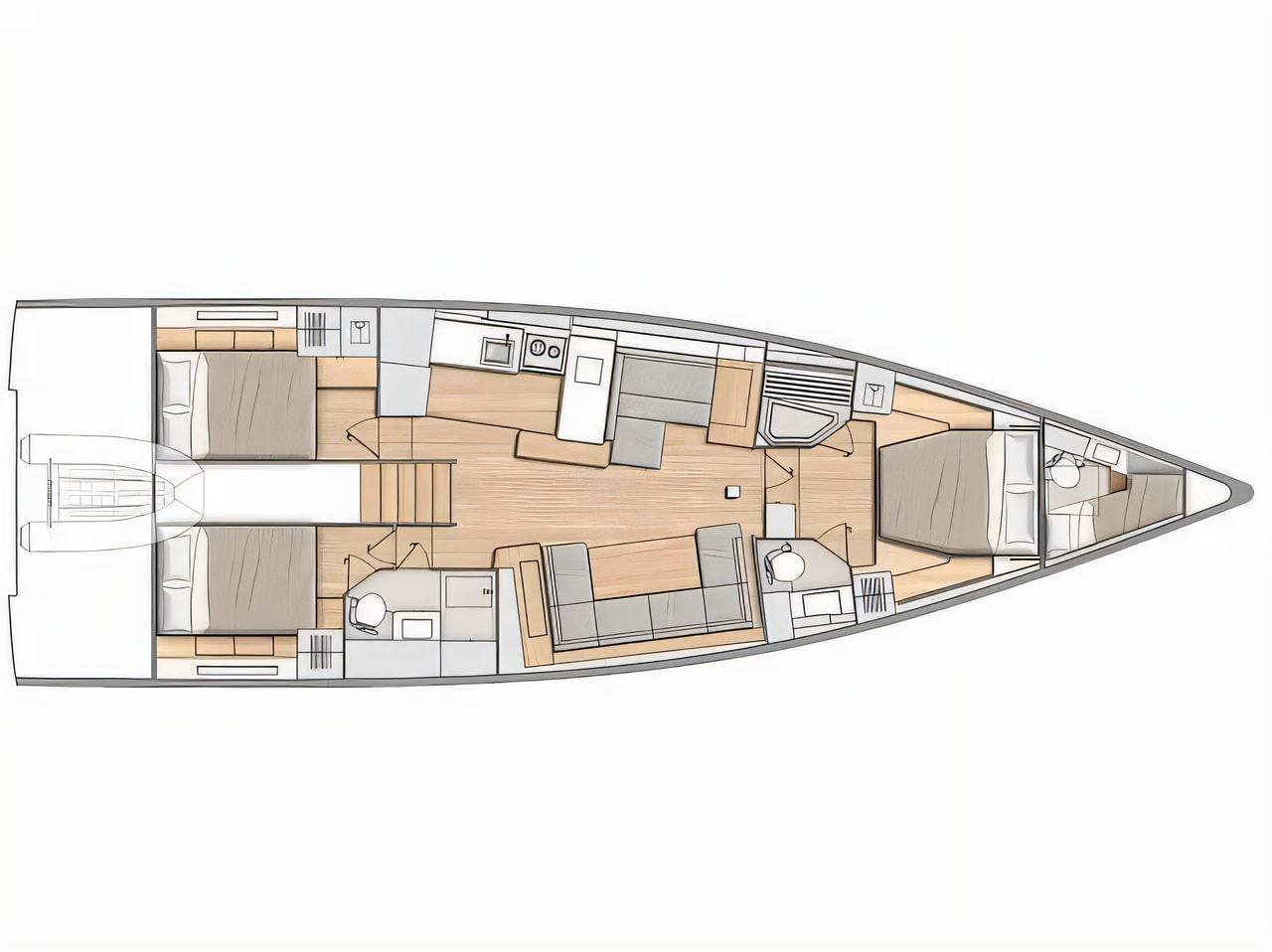 Interior of Oceanis Yacht 54 sail boat with 3 cabins Croatia yacht charter