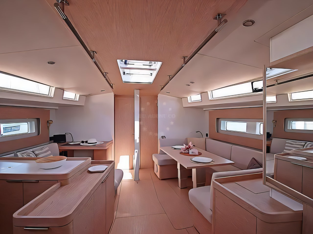 Layout of Oceanis Yacht 54 sail boat with 3 cabins Croatia yacht charter