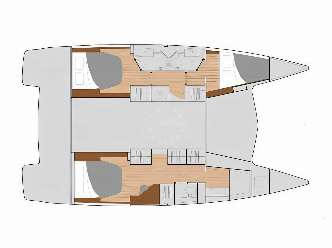 Interior of Isla 40 catamaran with 3 cabins Croatia yacht charter
