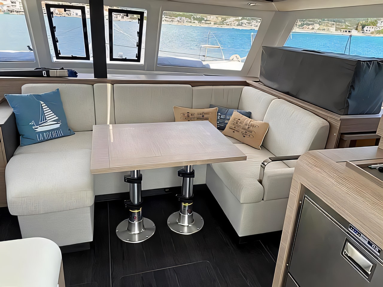 Layout of Isla 40 catamaran with 3 cabins Croatia yacht charter