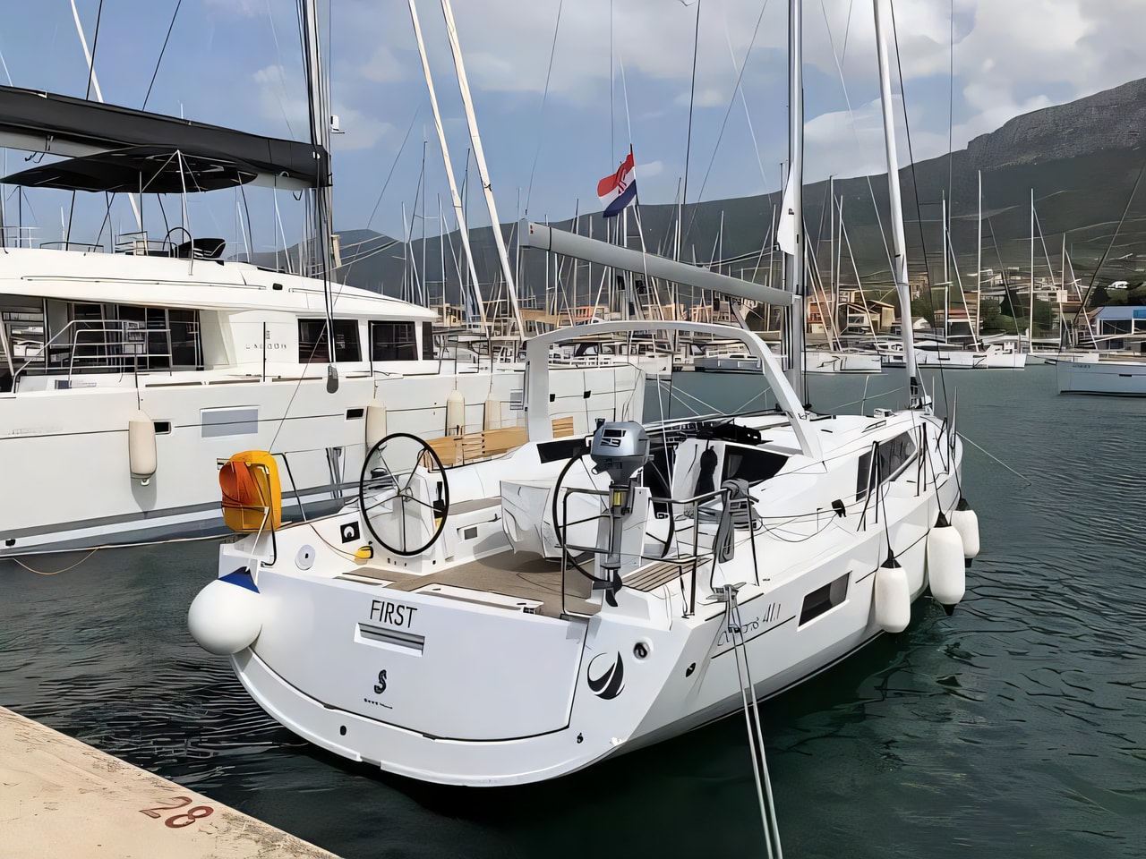 Exterior overview of Oceanis 41.1 sail boat for charter from Rogoznica Marina Frapa in the Split sailing area Croatia