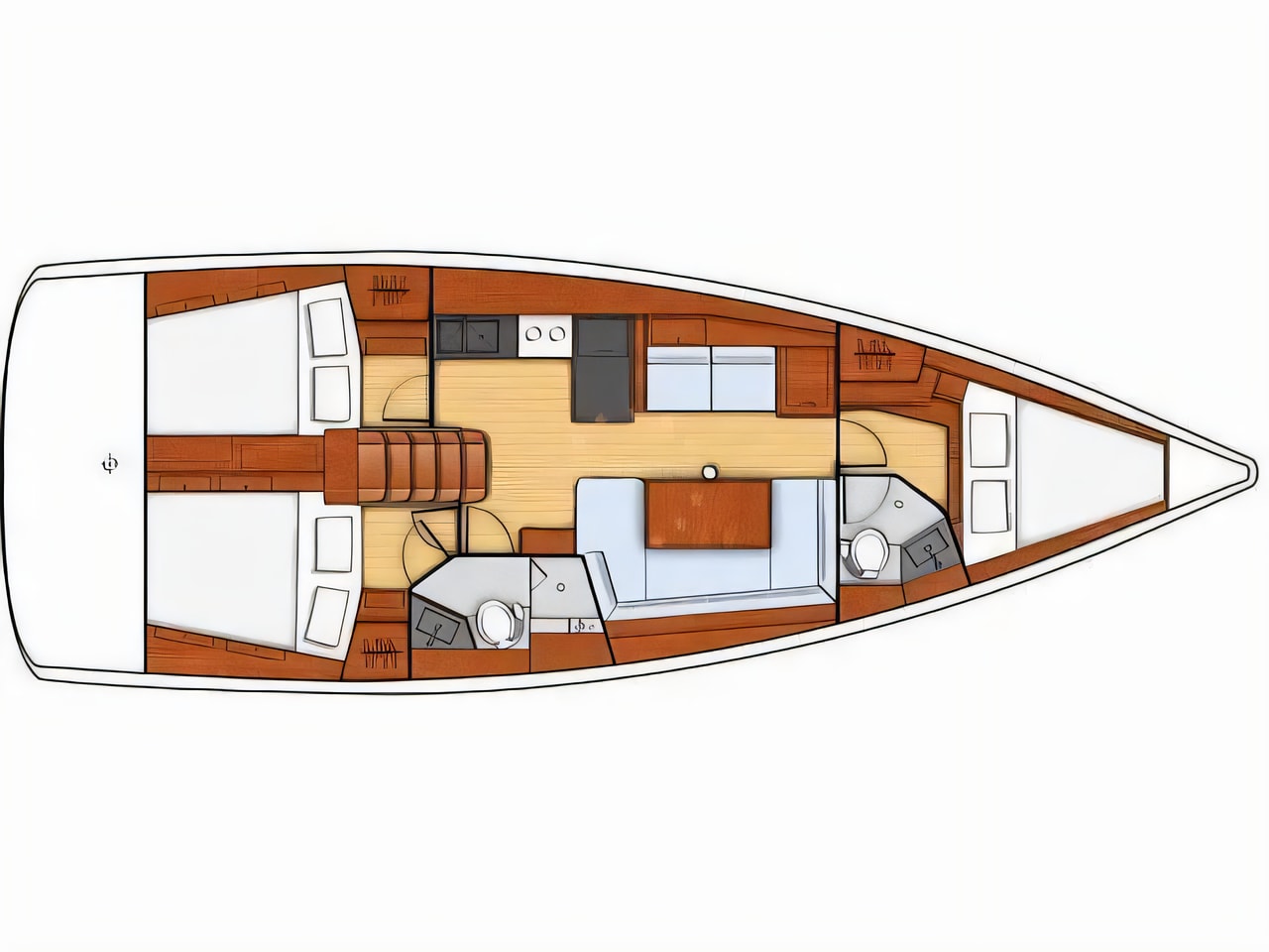 Interior of Oceanis 41.1 sail boat with 3 cabins Croatia yacht charter