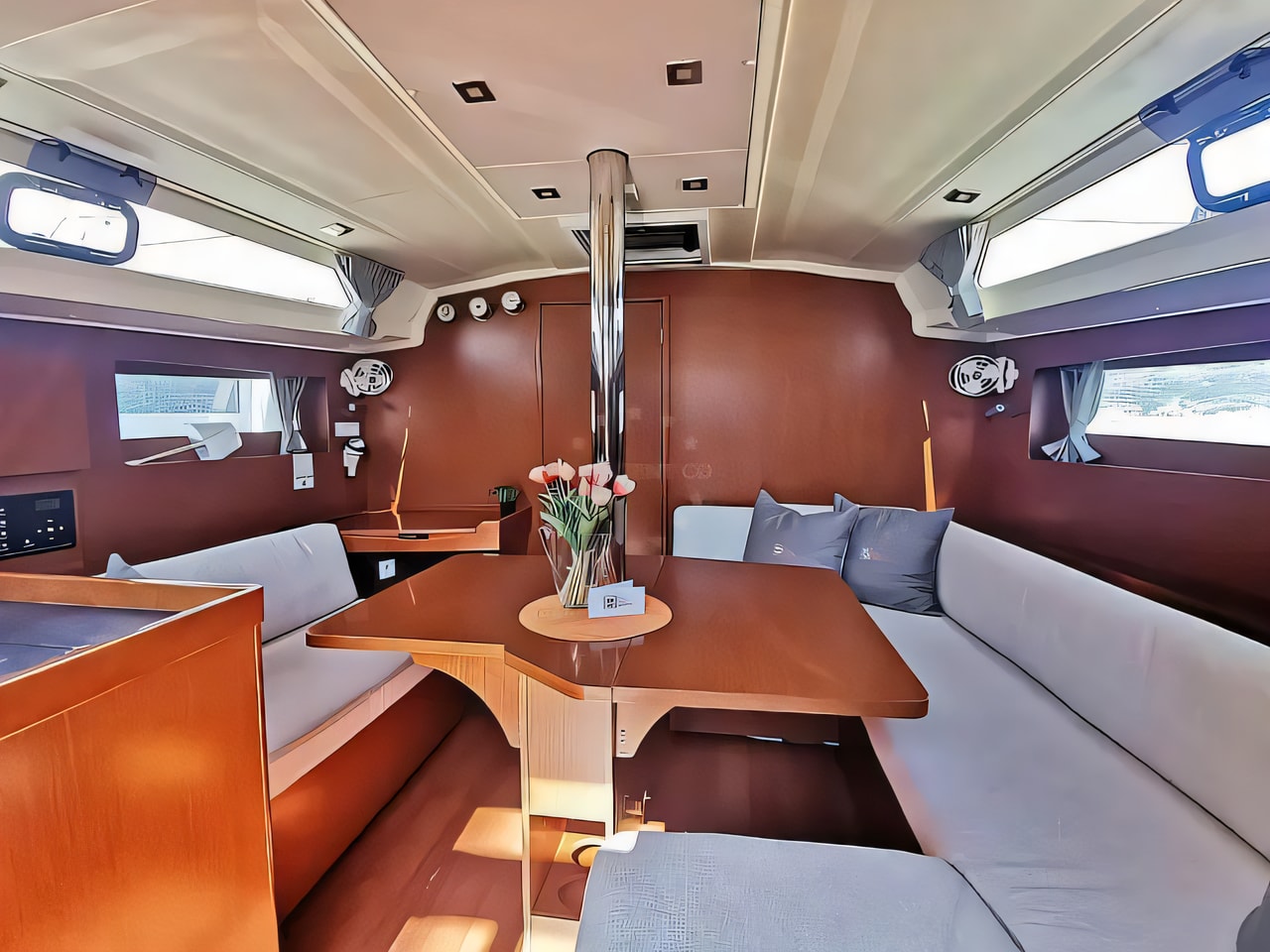 Layout of Oceanis 41.1 sail boat with 3 cabins Croatia yacht charter