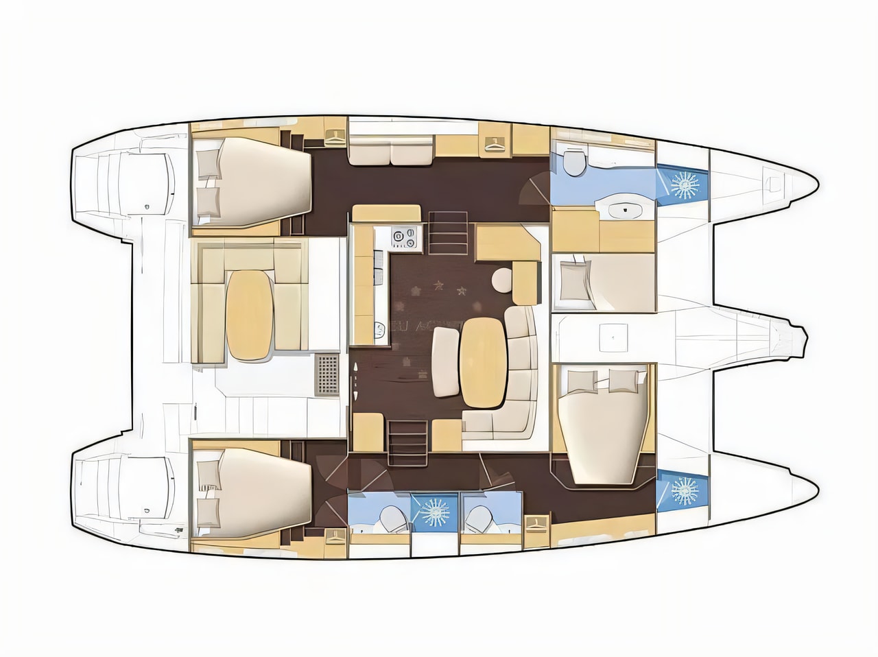 Interior of Lagoon 421 catamaran with 3 cabins Croatia yacht charter