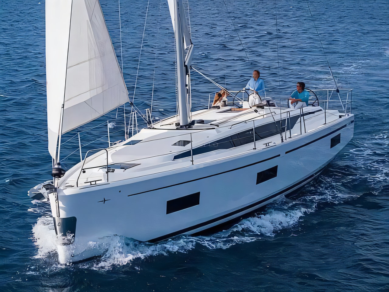 Exterior overview of Bavaria C42 sail boat for charter from Rogoznica Marina Frapa in the Split sailing area Croatia