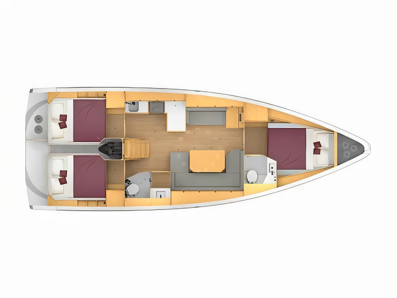 Interior of Bavaria C42 sail boat with 3 cabins Croatia yacht charter