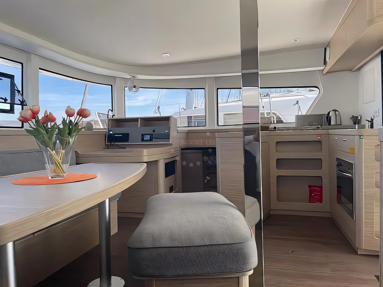 Layout of Lagoon 42 Owner's Version catamaran with 3 cabins Croatia yacht charter