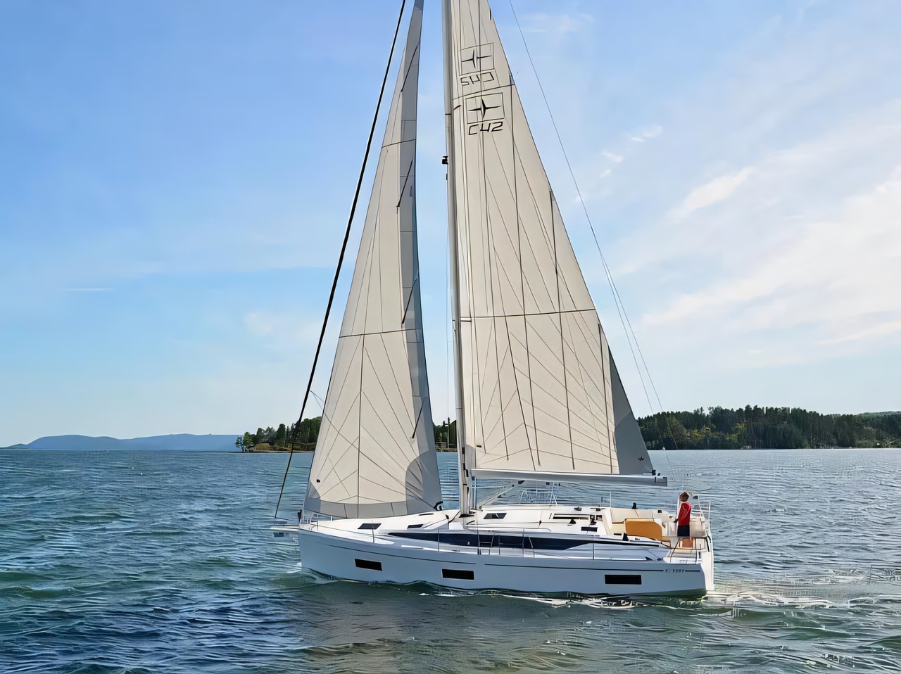Exterior overview of Bavaria C42 sail boat for charter from Pirovac in the Sibenik sailing area Croatia