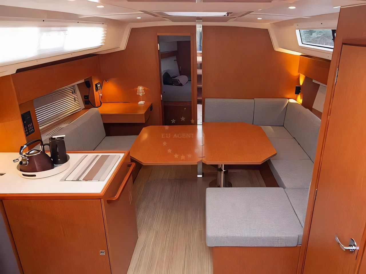 Layout of Bavaria C42 sail boat with 3 cabins Croatia yacht charter