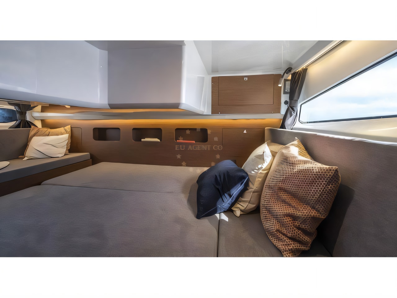 Layout of Antares 11 Fly OB motor boat with 2 cabins Croatia yacht charter