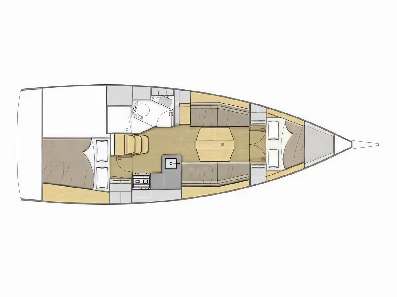Interior of Oceanis 34.1 sail boat with 2 cabins Croatia yacht charter
