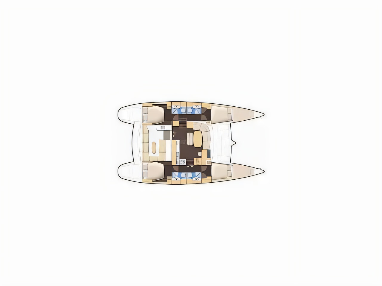 Interior of Lagoon 440 catamaran with 4 cabins Croatia yacht charter