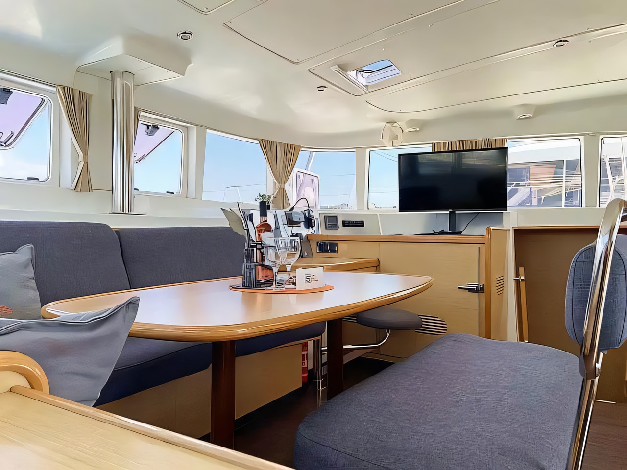 Layout of Lagoon 440 catamaran with 4 cabins Croatia yacht charter