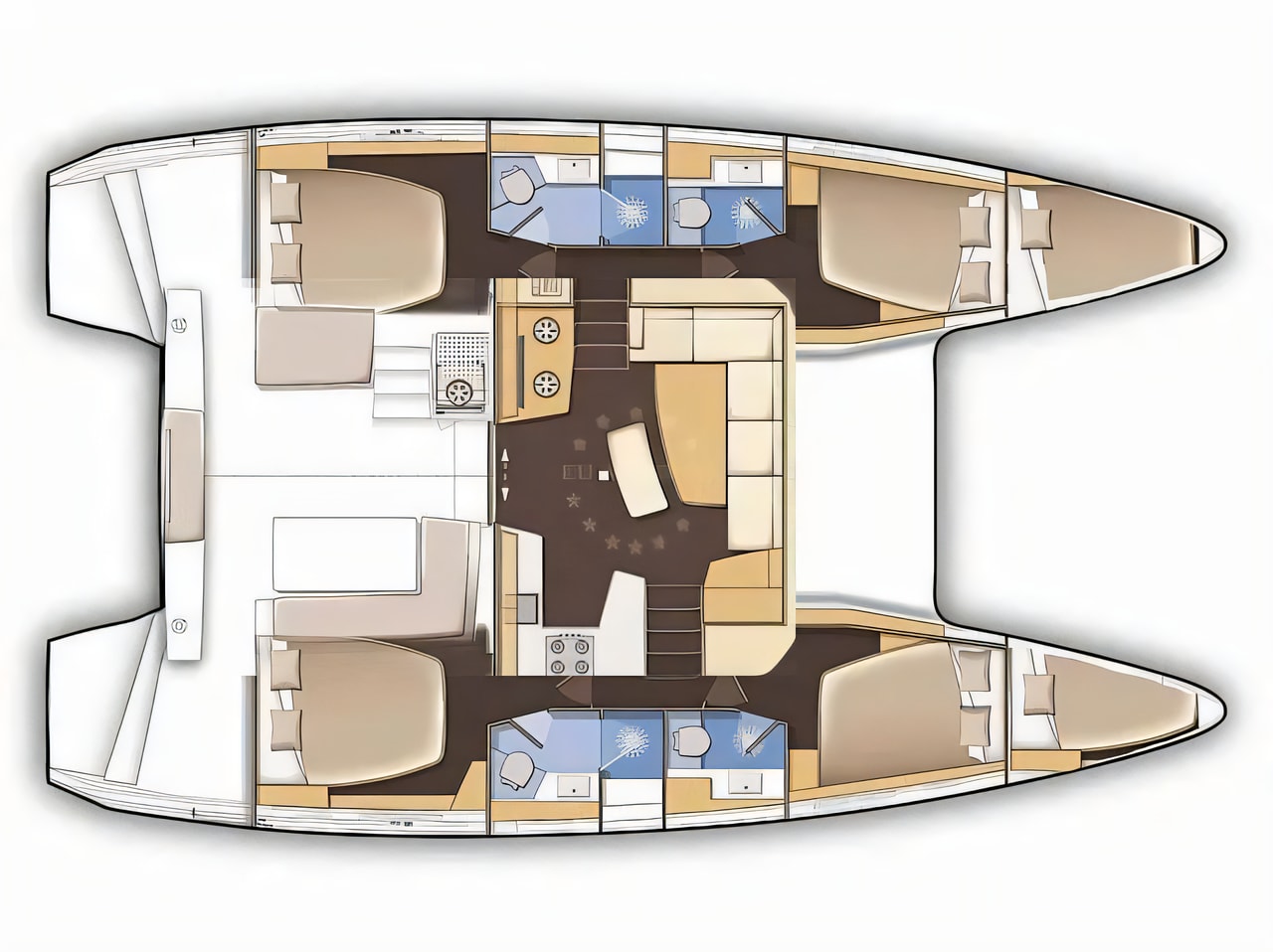 Interior of Lagoon 42 catamaran with 4 cabins Croatia yacht charter