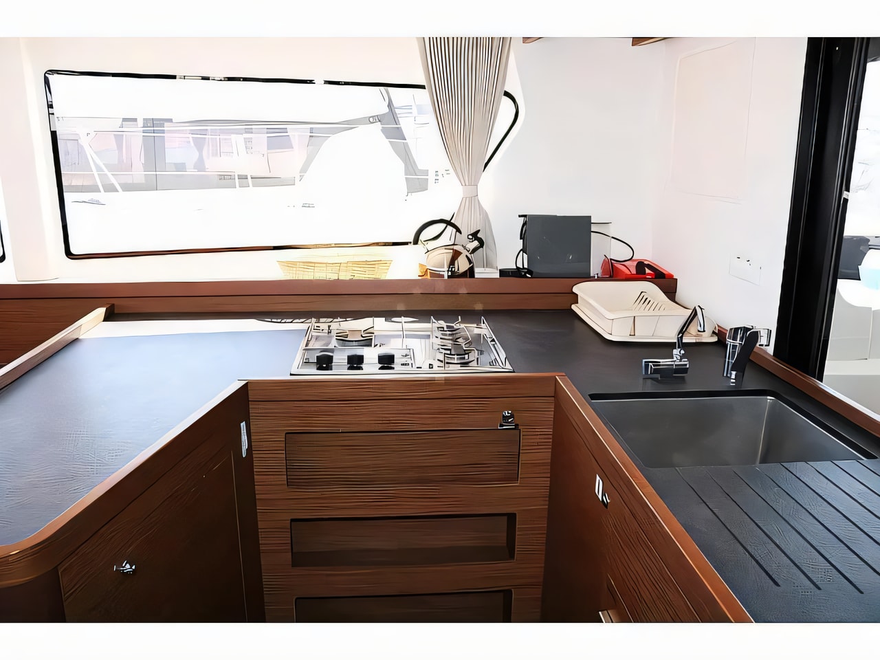 Layout of Lagoon 42 catamaran with 4 cabins Croatia yacht charter