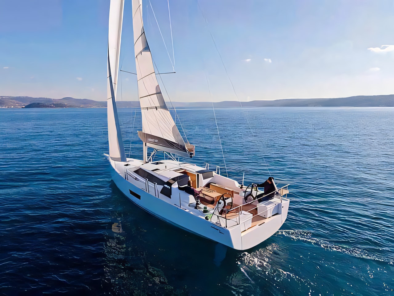 Exterior overview of Elan GT5 sail boat for charter from Sibenik Marina Mandalina in the Sibenik sailing area Croatia
