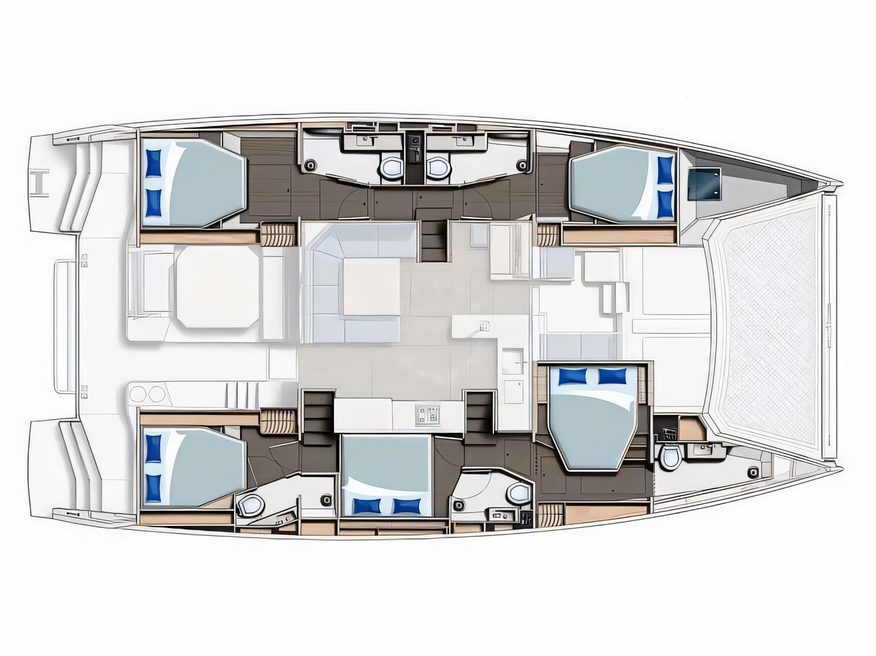 Interior of Leopard 50 catamaran with 5 cabins Croatia yacht charter