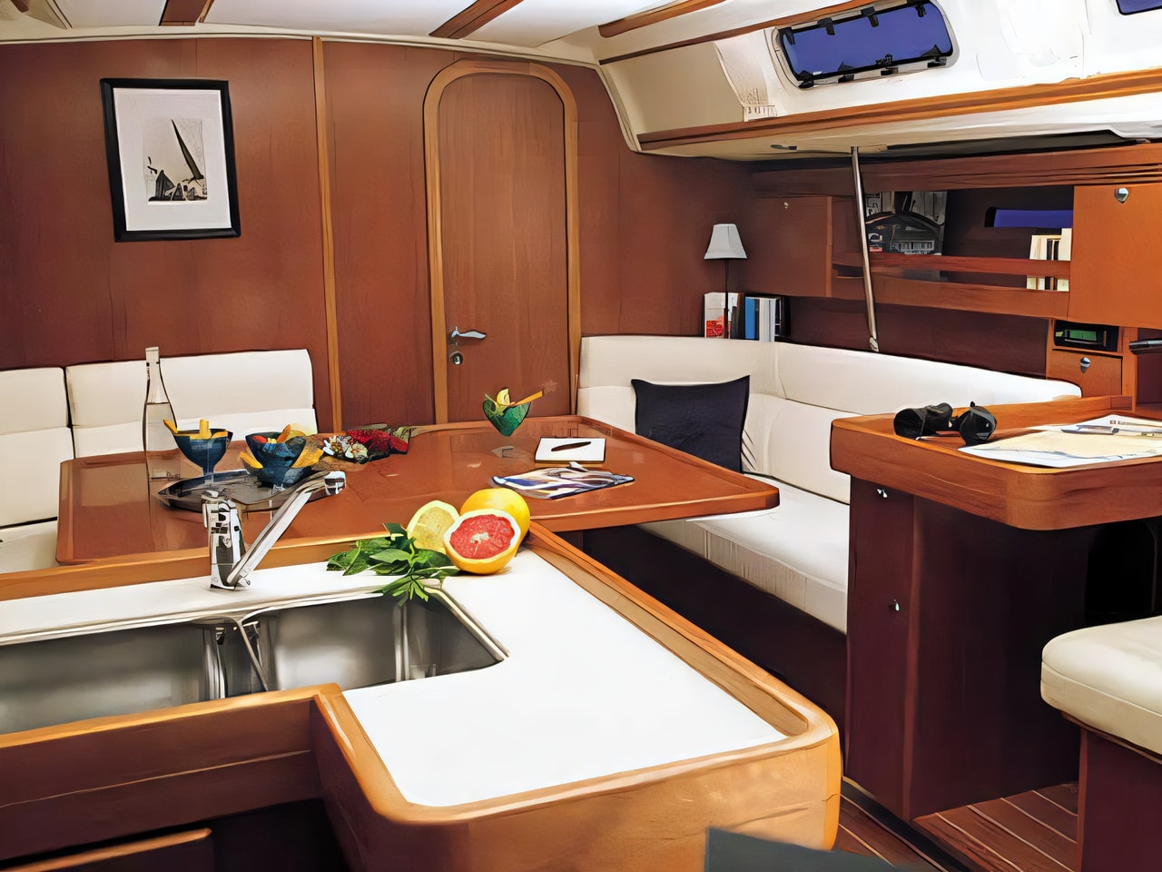 Layout of Dufour 44 sail boat with 4 cabins Croatia yacht charter