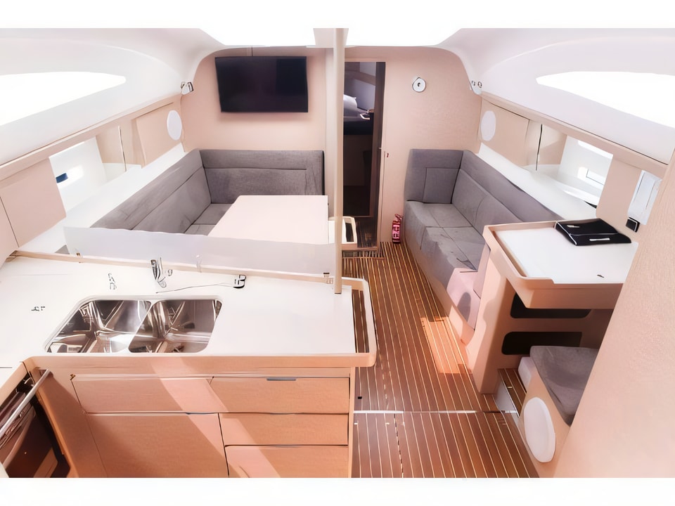 Interior of Elan 45 Impression sail boat with 4 cabins Croatia yacht charter