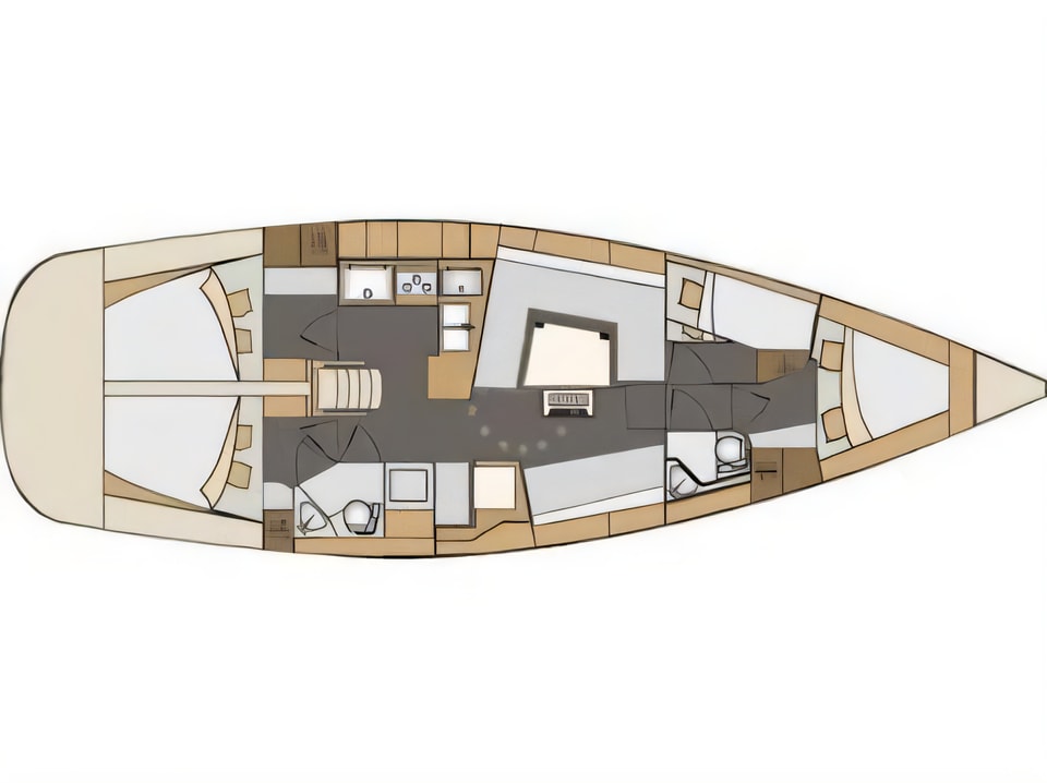 Layout of Elan 45 Impression sail boat with 4 cabins Croatia yacht charter