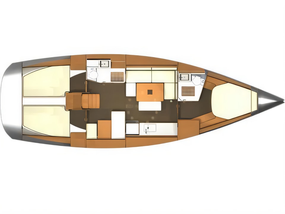 Layout of Dufour 405 BM sail boat with 3 cabins Croatia yacht charter