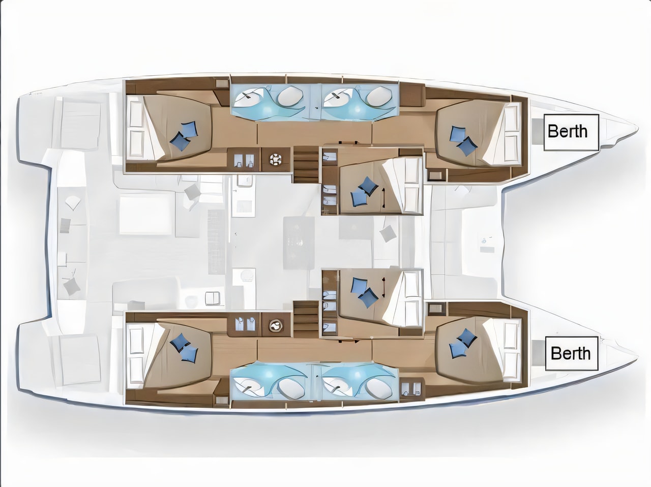 Interior of Lagoon 50 catamaran with 8 cabins Croatia yacht charter