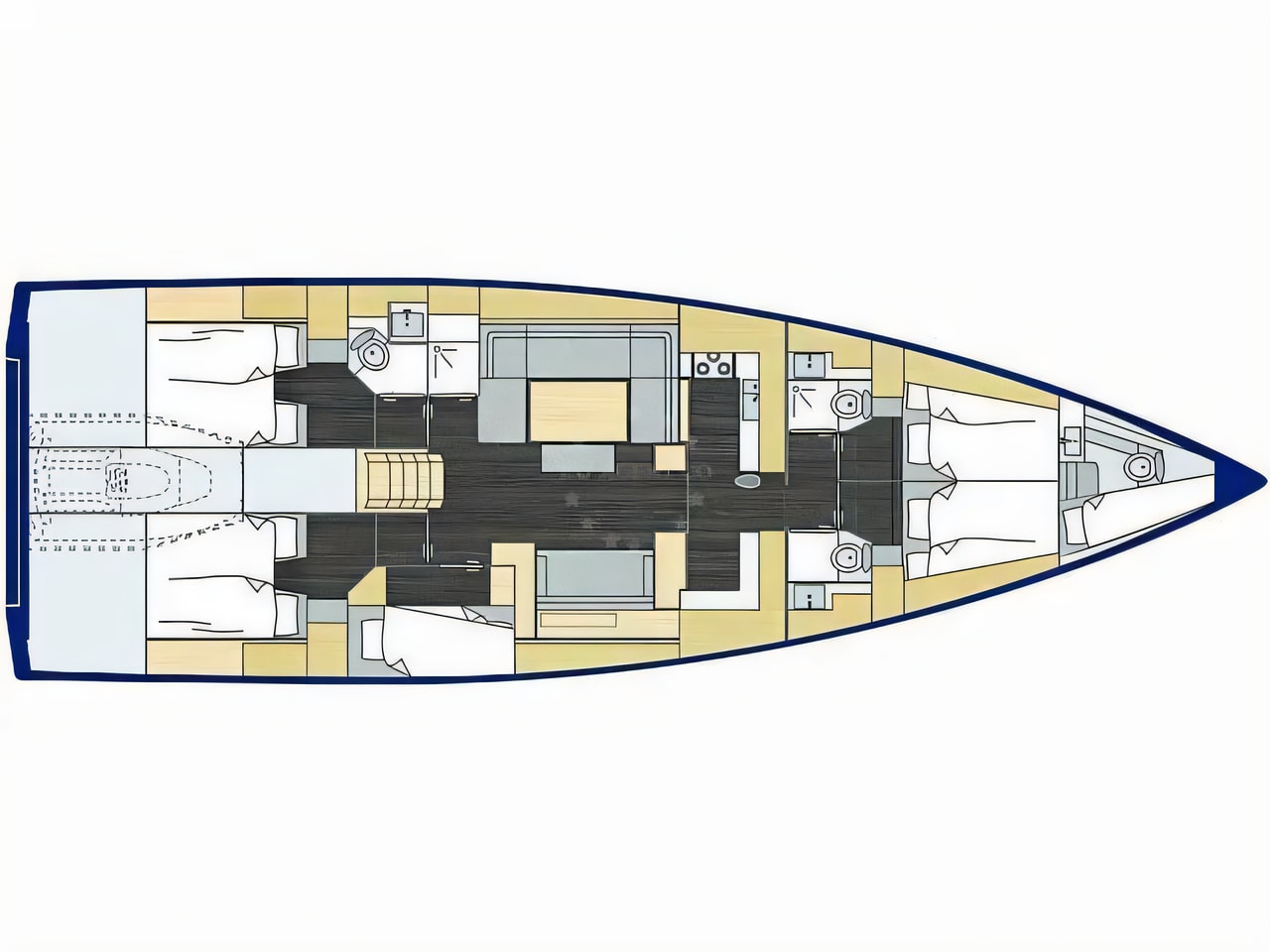 Interior of Bavaria C57 Style sail boat with 6 cabins Croatia yacht charter