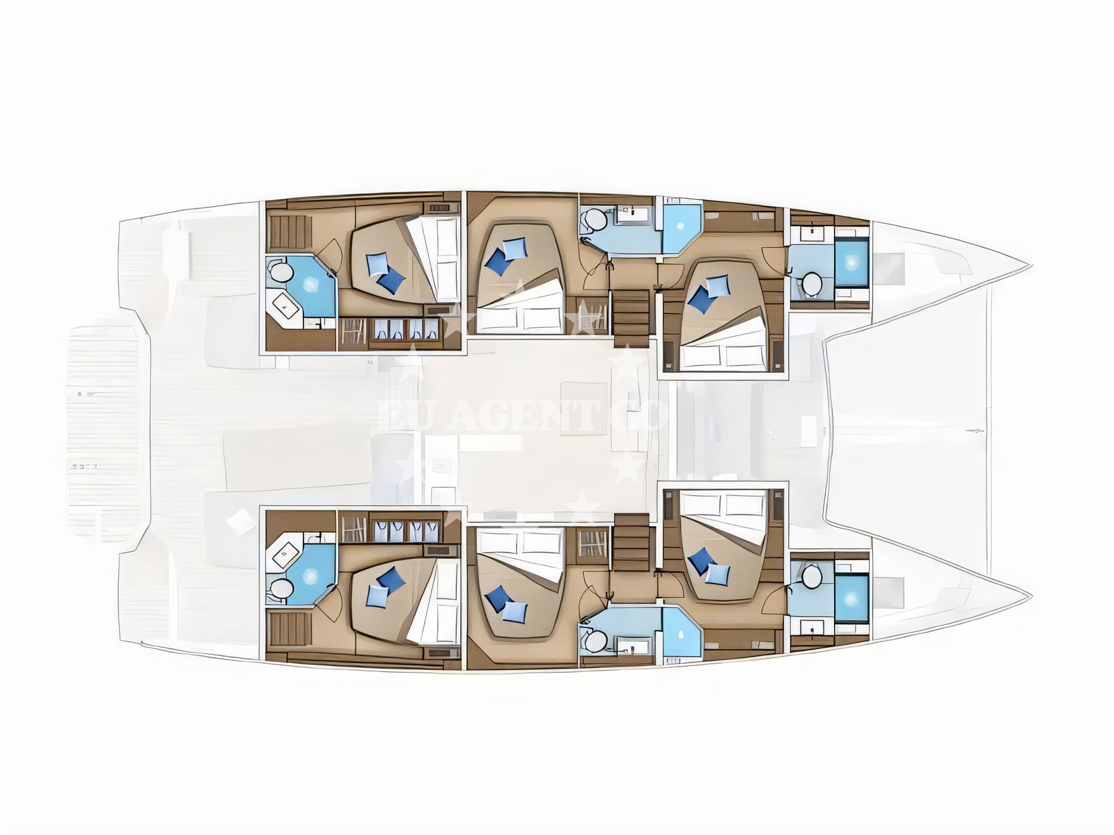 Interior of Lagoon 55 Millenium catamaran with 8 cabins Croatia yacht charter